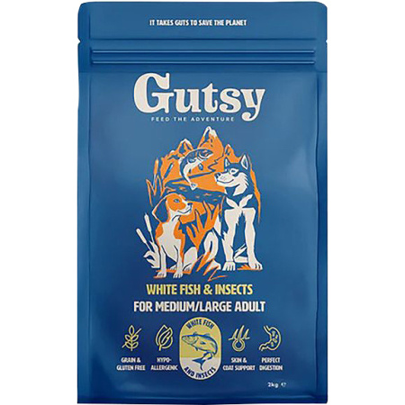 Gutsy White Fish & Insect Voor Middelgrote En Grote Volwassen Dieren 10kg