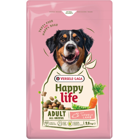 Happy Life Adult Honden Alle Rassen Met Lam 2,5kg