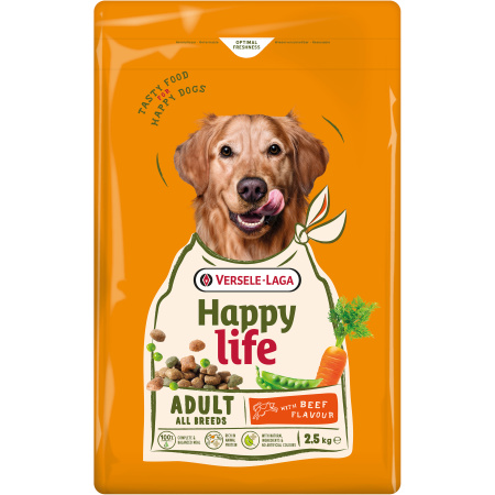 Happy Life Adult Honden Alle Rassen Met Rundsmaak 2,5kg