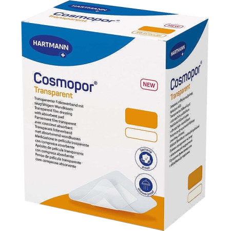 Hartmann Cosmopor Transparant Verband Met Absorberend Pad 10x20cm 5 Stuks