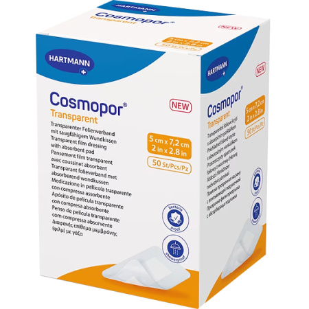 Hartmann Cosmopor Transparant Verband Met Absorberend Pad 5x7,2cm 50 Stuks