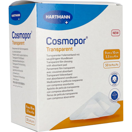 Hartmann Cosmopor Transparant Verband Met Absorberend Pad 9x10cm 50 Stuks