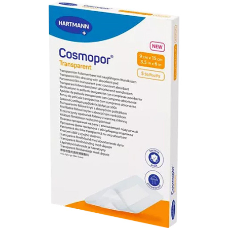 Hartmann Cosmopor Transparant Verband Met Absorberend Pad 9x15cm 5 Stuks