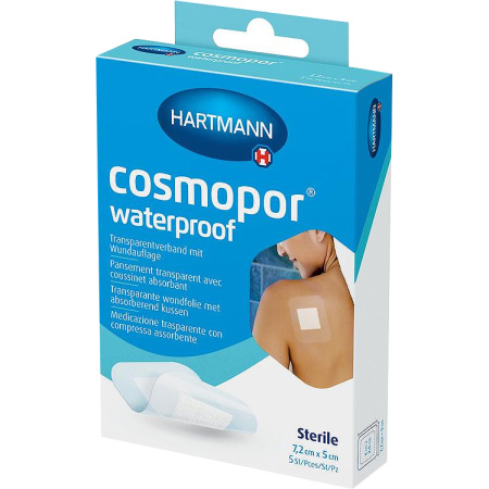 Hartmann Cosmopor Waterpoof Transparant Verband Met Absorberende Pad 7,2x5cm 5 Stuks
