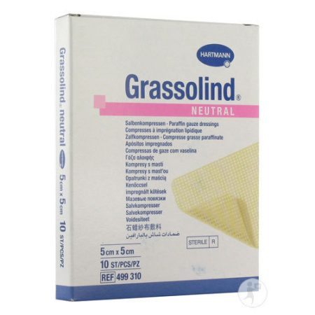 Hartmann Grassolind Neutral Zalfkompressen 5x5cm Stuks 10 (4993102)