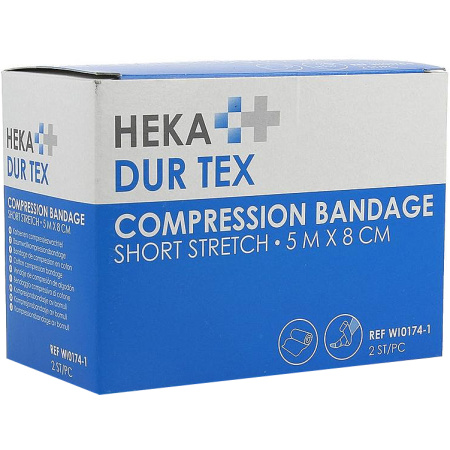 Heka Dur Tex Compressiezwachtel 100% Katoen 5m x 8cm Stuks 2