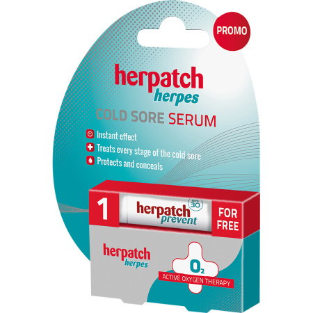 Herpatch Herpes Serum Voor Koortsblaasjes Met Zink Tube 5ml + Koortsblaas Preventiestick 4,8g Promo