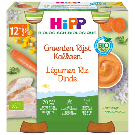 HiPP Groenten Rijst Kalkoen Bio 2x250g