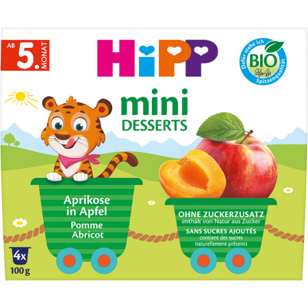 Hipp Mini Dessert Appel Abrikoos Bio 4x100g