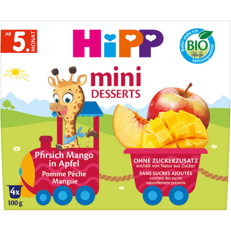 Hipp Mini Dessert Appel Perzik Mango Bio 4x100g