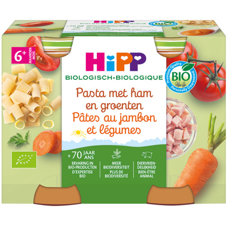 HiPP Pasta Met Ham En Groenten Bio 2x190g
