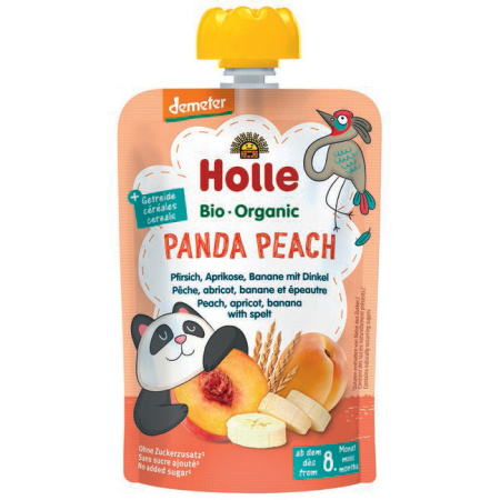 Holle Panda Peach Perzik/Abrikoos/Banaan/Spelttarwe Vanaf 8 Maanden 100g