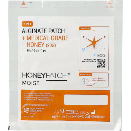 Honeypatch Moist-Alginate Alginaat Wondverband Met Antibacteriële Honing 10x10cm Stuk 1 (1058921)