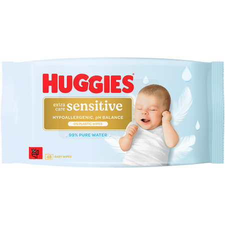 Huggies Babydoekjes Extra Care Sensitive 100% Plasticvrij 48
