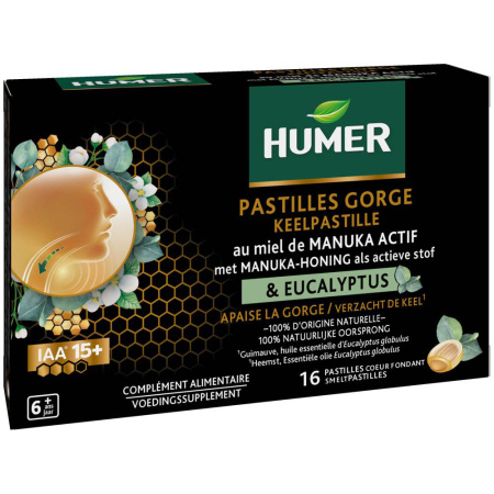 Humer Keelpastilles Manuka-Honing En Eucalyptus 16 Pastilles