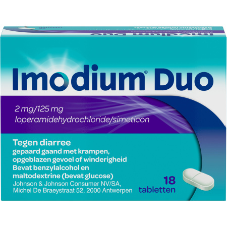 Imodium Duo 2mg/125mg Tegen Diarree 18 Tabletten