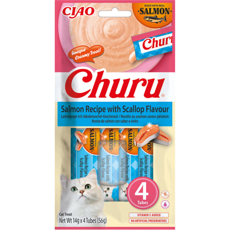 Inaba Cat Churu Zalm Sint-Jakobsschelpsmaak 4 Tubes