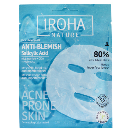 Iroha Acne Prone Skin Anti-Imperfectie Gezichtsmasker 1 Stuk