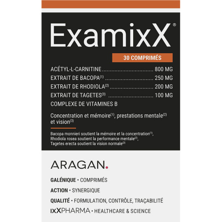 ixX Pharma ExamixX Geheugen & Concentratie Bacopa Rhodiola & Vitaminen B 30 Tabletten