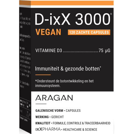 ixX Pharma D-ixX 3000 Vegan Vitamine D3 3000IE Immuunsysteem 120 Capsules