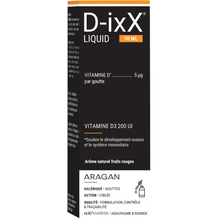 ixX Pharma D-ixX Liquid Vitamine D3 Druppels Rode Vruchtensmaak Druppelfles 50ml