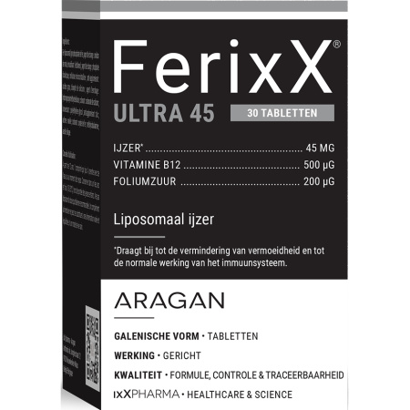 ixX Pharma FerixX Ultra 45 IJzer Lipofer Vitamine B12/Foliumzuur 30 Tabletten