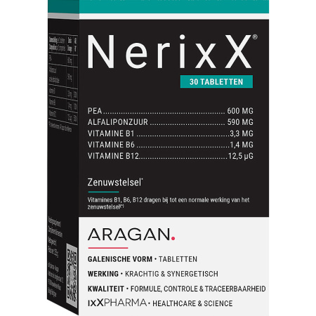 ixX Pharma NerixX Zenuwstelsel PEA, Alfa-Liponzuur & Actieve Vitaminen B 30 Tabletten