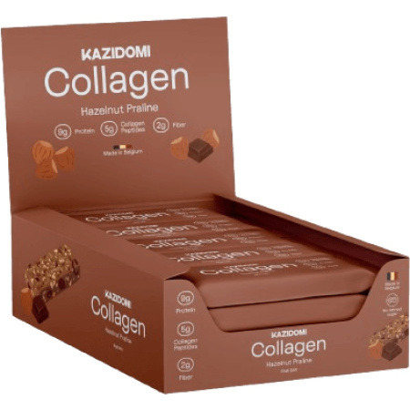 Kazidomi Collageenreep Hazelnoot-Praliné 5g Collageen 42g