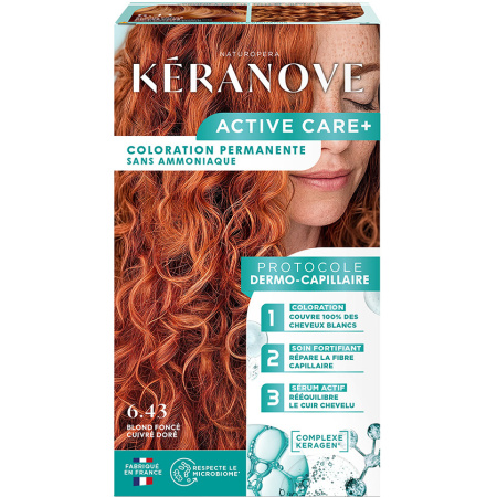 Keranove Dermo-Capillaire Haarkleuring Zonder Ammoniak 6.43 Donkerblond Koper Goud 1 Kit