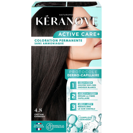 Keranove Dermo-Capillaire Haarkleuring Zonder Ammoniak 4.8 Espresso Kastanjebruin 1 Kit