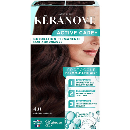 Keranove Dermo-Capillaire Haarkleuring Zonder Ammoniak 4.0 Natuurlijk Kastanjebruin 1 Kit