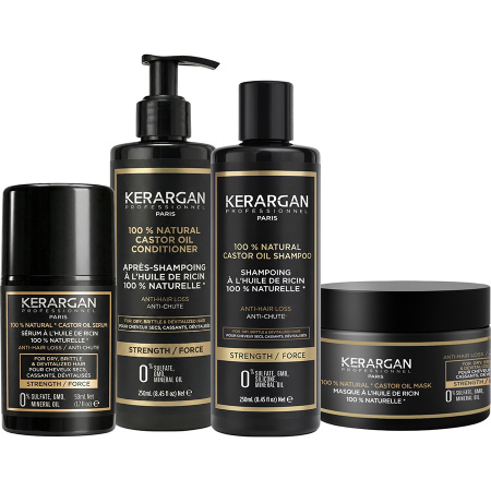 Kerargan Ricinus Routine 4 Versterkende Anti-Haaruitval Verzorgingen 3x250ml + 50ml