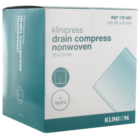 Klinion Klinipress Vlies Drukverband 10x10cm 4 Lagen 100 Stuks (175051)
