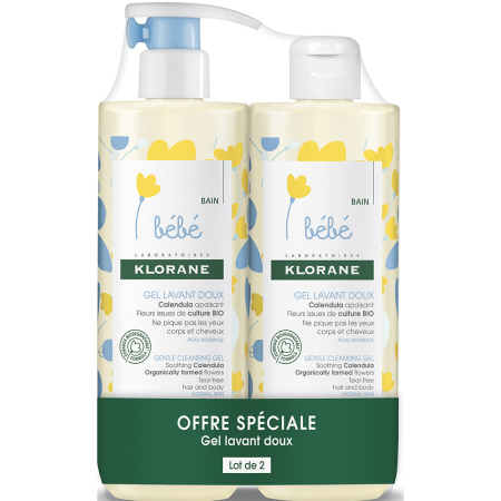 Klorane Baby Zachte Reinigende Gel 2x500ml