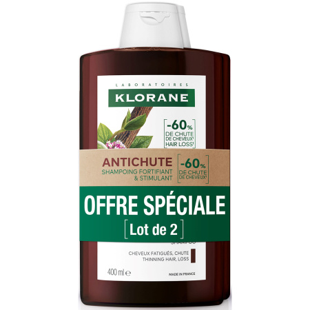 Klorane Kinine + Bio Edelweiss Shampoo 2x400ml