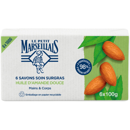 Le Petit Marseillais Overvette Zeep Met Zoete Amandelolie Handen En Lichaam Stuks 6x100g
