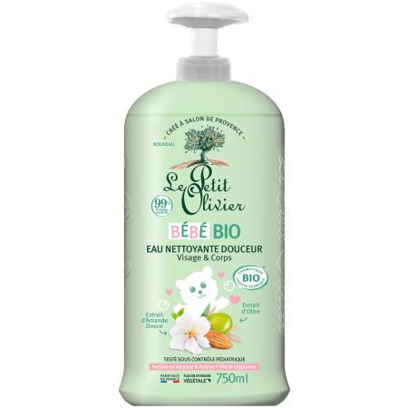 Le Petit Olivier Reinigend Water Zachtheid Gezicht & Lichaam Bio Baby Pompfles 750ml