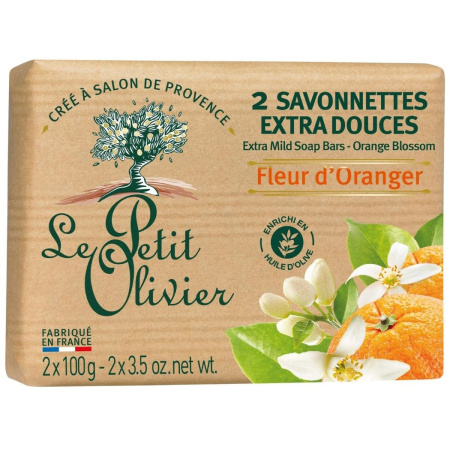 Le Petit Olivier Zeep Bars Extra Zacht Oranjebloesem 2x100g