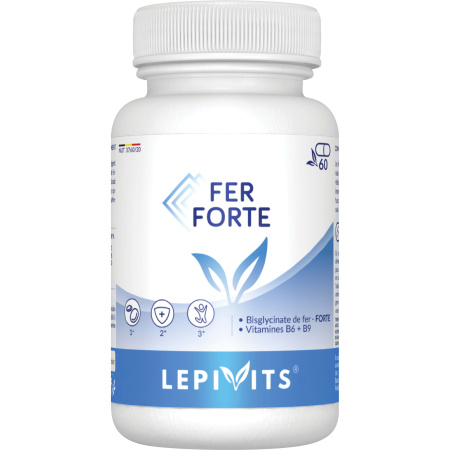 Lepivits IJzer Forte IJzerbisglycinaat Geactiveerde B6/B9 Vermoeidheid/Rode Bloedcellen 60 Capsules