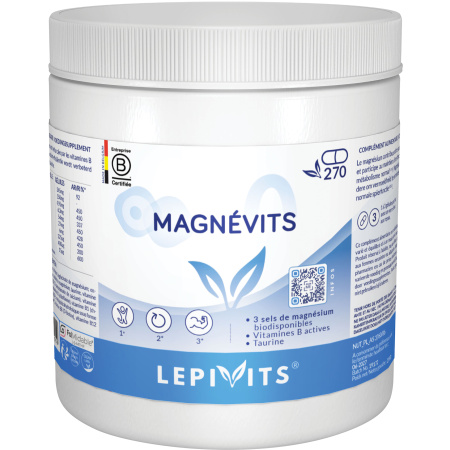 Lepivits Magnévits Magnesium Bisglycinaat Citraat/Malaat Spieren/Zenuwstelsel 270 Capsules