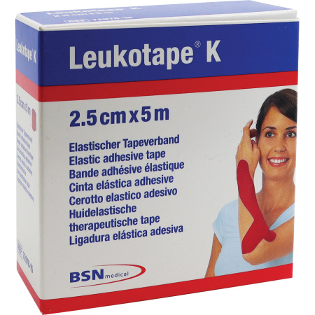 Leukotape K Huidelastiche Tape Rood 5m x 2,5cm Stuk 1
