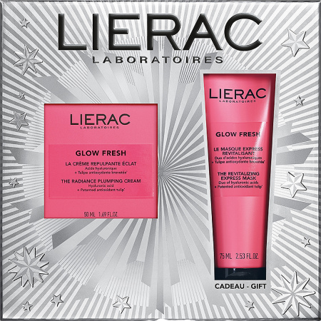 Lierac Glow Fresh Kerstset Volumeverhogende Glow Crème 50ml + Revitaliserend Masker 75ml Gratis