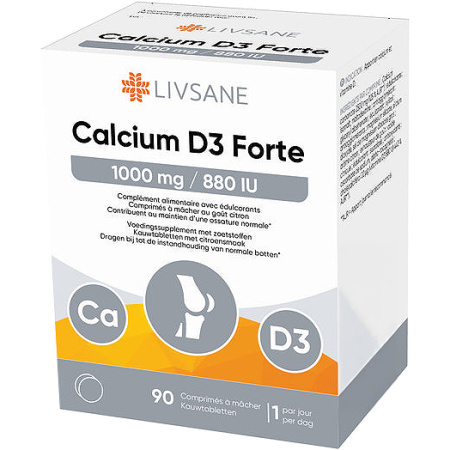 Livsane Calcium D3 Forte 1000/880 IE 90 Kauwtabletten