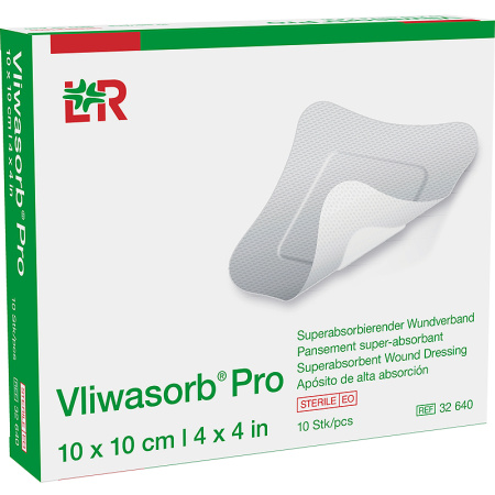 Lohmann & Rauscher Vliwasorb Pro Steriel Super Absorberend Verband 10x10cm 10 Stuks (32640)