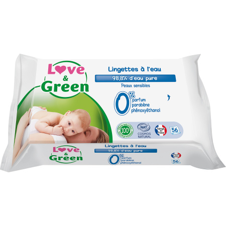 Love & Green Hypoallergene Doekjes Met Water Gevoelige Huid