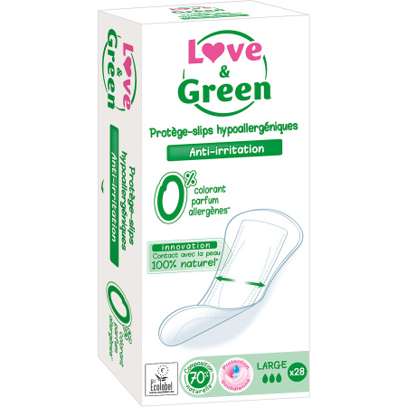 Love&Green Hypoallergene Anti-Irritatie Inlegkruisjes Breed 28 Stuks