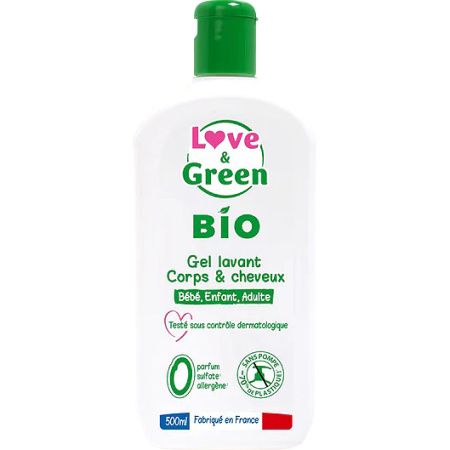 Love En Green Gel Lichaam En Haar Zonder Parfum Zonder Sulfaat Biologisch Fles 500ml