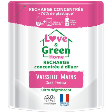 Love&Green Home Geconcentreerde Navulling Afwasmiddel 0% 166ml