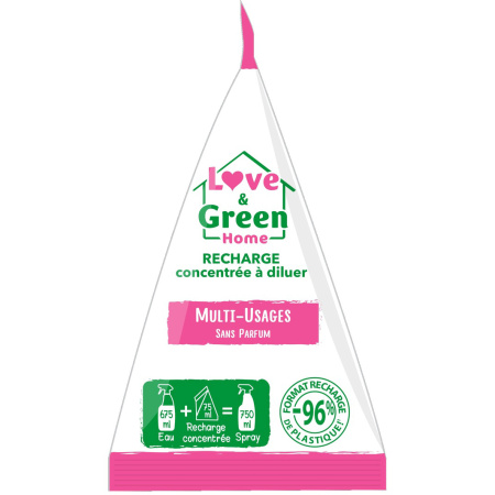 Love&Green Home Geconcentreerde Navulling Om Te Verdunnen Allesreiniger Spray Zonder Parfum 75ml