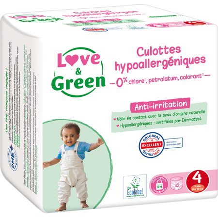 Love&Green Hypoallergene & Ecologische Luierbroekjes Maat 4 32 Stuks